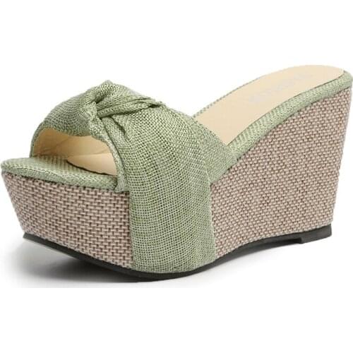 Women Sandals Summer Denim Butterfly Knot Platform Wedges High Heel Peep Toe Casual Fashion Beach Ladies Shoes Zapatos De Mujer