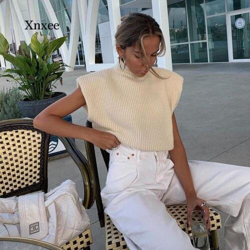 Spring Summer Turtleneck Sleeveless Vest Sweater Women Knitted Jumper Casual Tops Fashion Temperament Sexy High Street Pullover