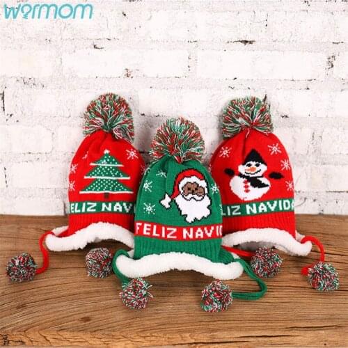 Warmom Knitted Hats Christmas Hat for 1-5Y Winter Hat Christmas Photo Props for Kids Teenager Winter Cap for Kids Baby Hat Boy