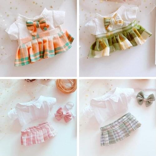 School Girl Japanese School Uniform Plaid Skirt Sexy JK Uniforms for Exo 20cm Doll Idol Plush Doll Clothes