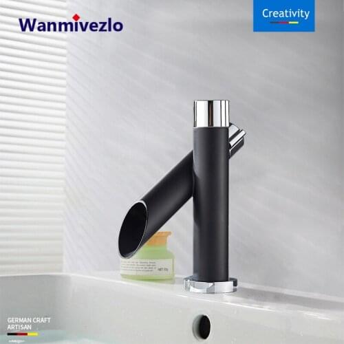 Blacken Bathroom Dual Handle Waterfall Basin Faucet Spout Hot And Cold Water Mixer Tap Deck Mounted Chrome Finished