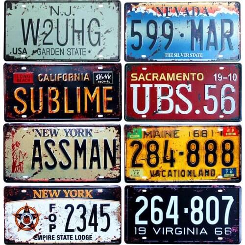 USA NEW YORK 125 Metal Tin Signs Car Number License Retro Home Decor For Bar Cafe Garage Wall Painting Plate 30x15cm