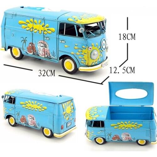 Retro Bus Tissue Box Classic Car & Taxi Model Tissue Box Creative Iron Art Home Furnishing Hotel Supplies Decoration Gifts