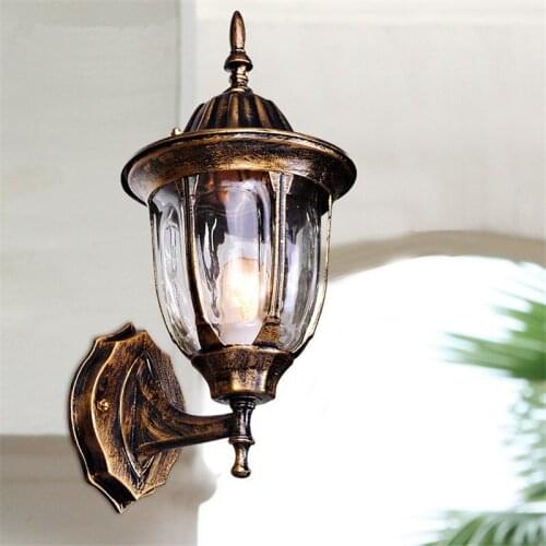 Outdoor Wall Lights Garden Pathway Antique Wall Sconce Aluminum Industrial Mini Chandelier Lighting Brown Vintage Mini LED Lamp