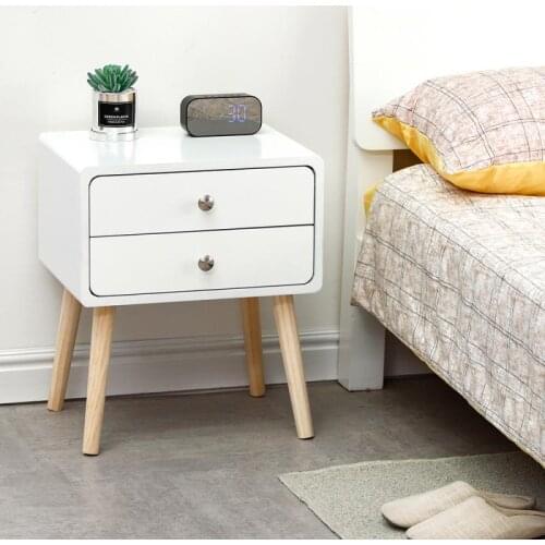 Oversea Stock!!!Two Drawer Bedside Table Nordic Style Simple Bedside Cabinet Table Black White NightStand Bedroom Furniture HWC