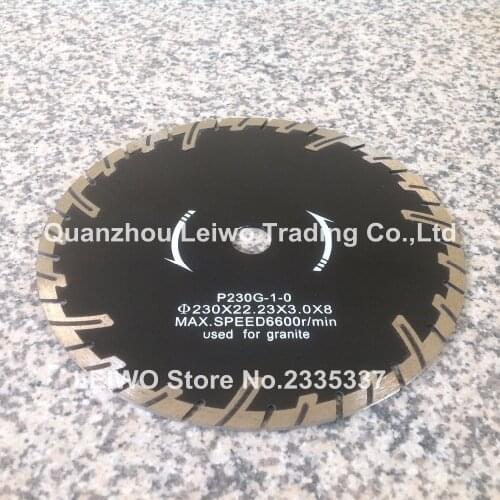 Protective Teeth Saw Blade 9 inch (230 mm) Hot Press High Quality Turbo Diamond Disc Cutting Stone Granite Arbor 22.23 mm
