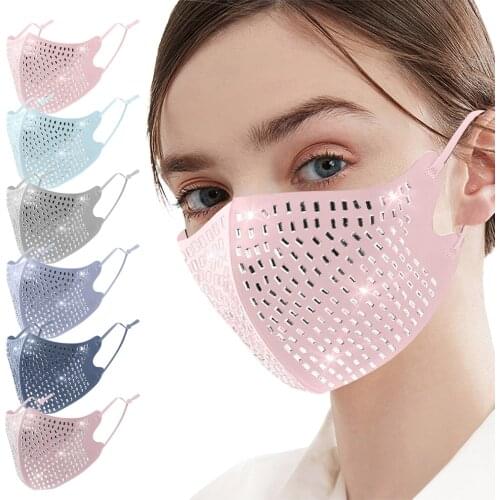 1pc Womens Masks Masque Anime Halloween Cosplay Mascarillas Face Mask Metal Diamond Water Crystal Mondkapjes Маска Для Лица