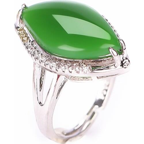 Women Oval Green S925 Silver Engagement Ring