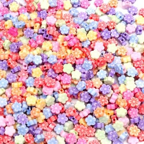 100Pcs Mixed Flowers Acrylic Beads 7x4mm For Jewellery Marking Loose Spacer Beads Bracelet Necklace Charm Jewelry Finding