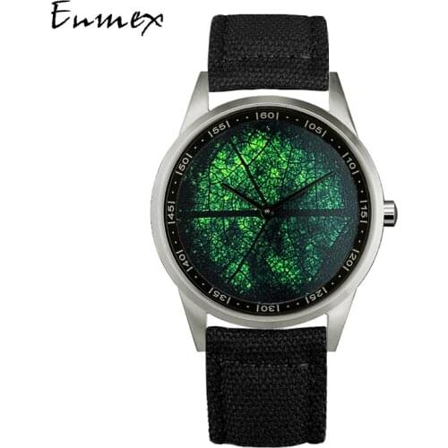 2019 Enmex design wristwatch 3D LEAF VEIN CANVAS stainless steel case Oil Painting face clock fashion quartz clock watch
