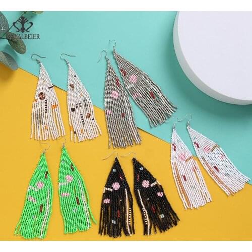 2021 Vintage Women Bohemia Long Tessal Beads Earrings Elegant Coloful Handmade High Quality Dangel Earring For Girl Christmas