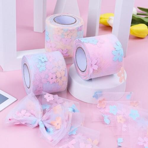 25Yards/roll 6CM Colorful Petal Tulle Roll Organza Ribbon Party Supplies DIY Hair Bows Handmade Materials Y2021021902
