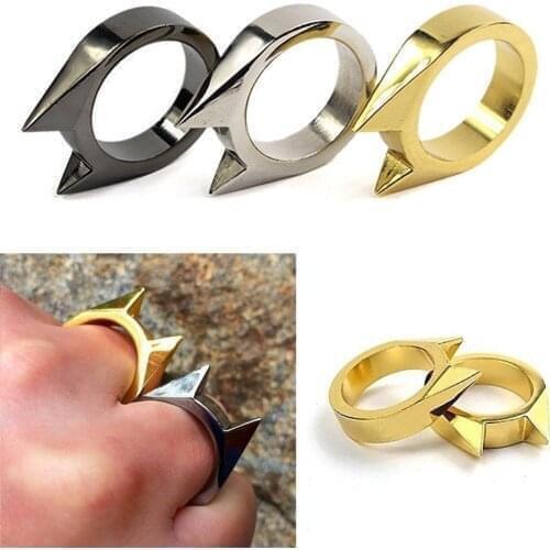 3Pcs Cat Ear Mini Stainless Steel Defensive Ring Self Defense Portable Personal Protection Tool Mens and Womens Metal Rings