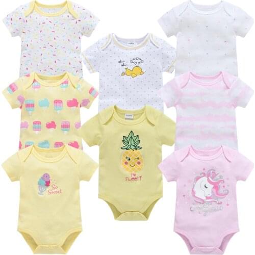 Newborn Baby Girls Bodysuits 6 8PCS Infant Boys Jumpsuit Summer Cute Cartoon Clothes Girl Toddler Crawling Clothing Ropas Bebe