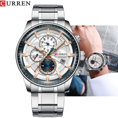 Top CURREN Luxury Brand Men Business Watches Chronograph Quartz Watch Men Stainless Steel Waterproof Sports Clock reloj hombre
