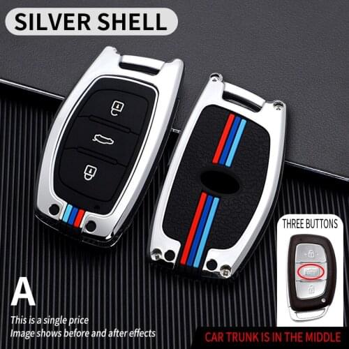 Zinc Alloy Car Key Case Cover Bag For Hyundai IX25 IX35 I20 I30 I40 hb20 Santa Fe Creta Solaris 2017 3 Buttons Shell Accessories