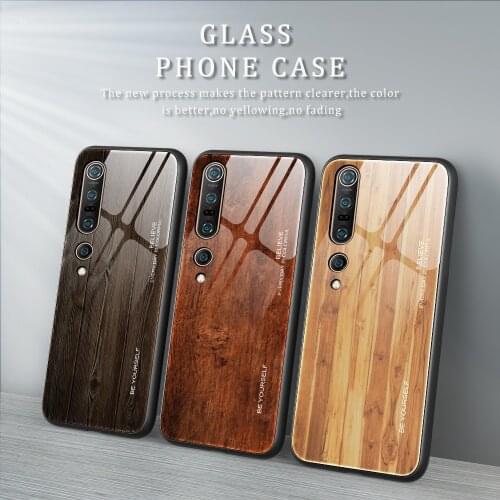 Tempered Glass Case For Xiaomi Redmi Note 8 7 5 Pro 8T K20 7A 8A Case For Xiaomi Mi 10 9 9T CC9 A3 Pro Wood grain tempered Case