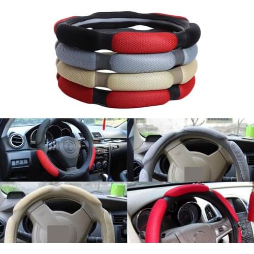 1Pc Sandwich Fabric Handmade Steering Wheel Cover Breathability Skidproof Universal Fits Most Car Styling Steering Wheel 4 Color