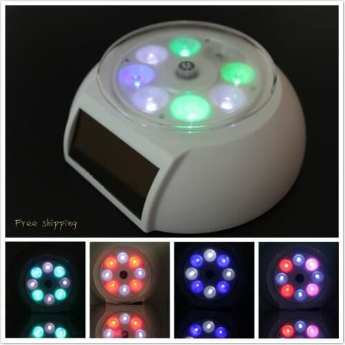 Colorful Solar Powered Jewelry Phone Rotating Display Stand Turn Table with LED Light