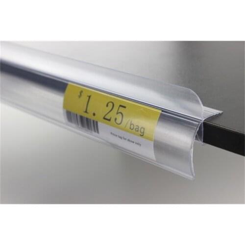 Wood glass shelf clamp snap cover guard tag snap price label holder strip shelf talker PVC advertising data strip