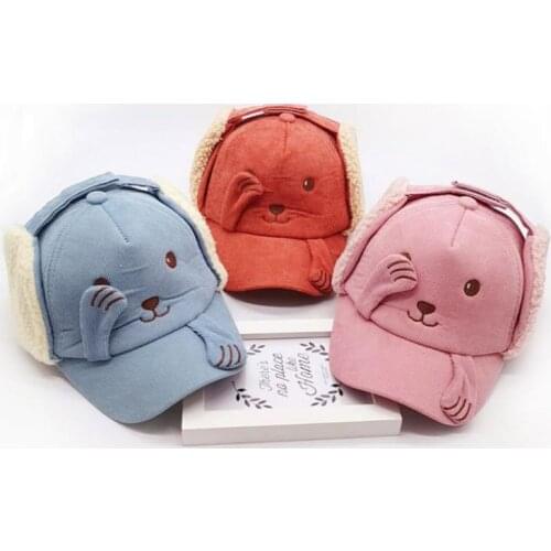 Doitbest 2 to 8 Years Winter bomber hat for kids children Cartoon dog warm Child fur hats kid girls Earflap Caps