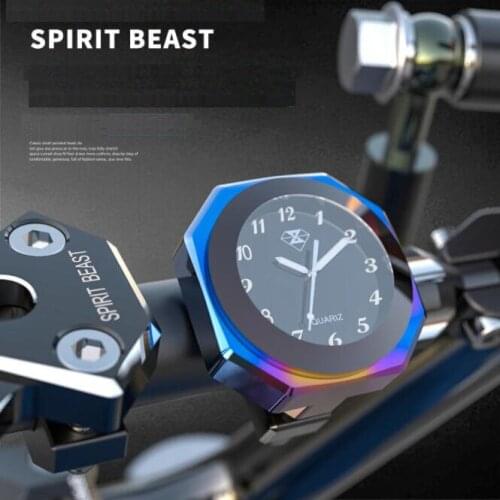 SPIRIT BEAST Motocross Table Clock Parts Scooter Decorative Hour Motorcycle Handlebar Clock Thermometer Gauge