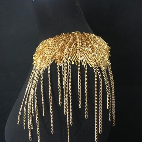 Handmade P17 beads chains badge party tassel brooch epaulet epaulettes spikes suit blazer accessories shoulder board knot pads