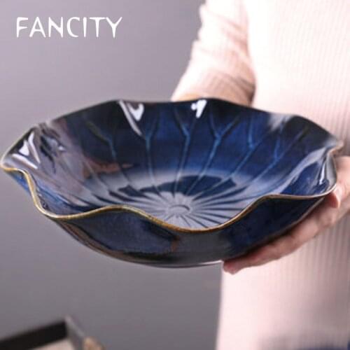 FANCITY Creative ceramic large soup bowl, large bowl, boiled fish, pickled cabbage, large pot of vegetables, chopped pepper