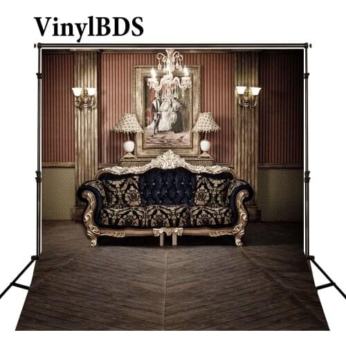VinylBDS Indoor Chandelier Wedding Photography Solid Brick Wall and Wood Floor Wedding Photo Background for Photocall Wedding