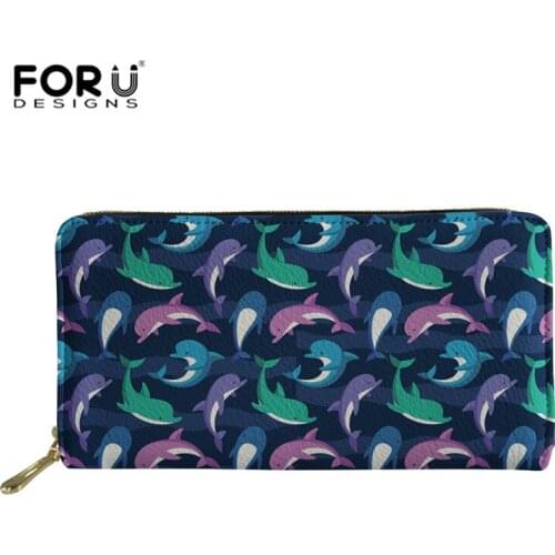 FORUDESIGNS Dolphin Print Women Wallets Leather Women Purse High Quality Wallet Female Clutch Large Capacity Phone Money Bag