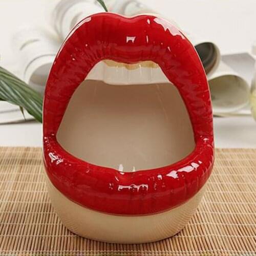 Cool Big Red Mouth Ashtray Lip Ceramic Ashtray Flower Pot Trendy Mouth Fashion Home Mini Easter Gift Smoke Shisha Cigar Ashtray