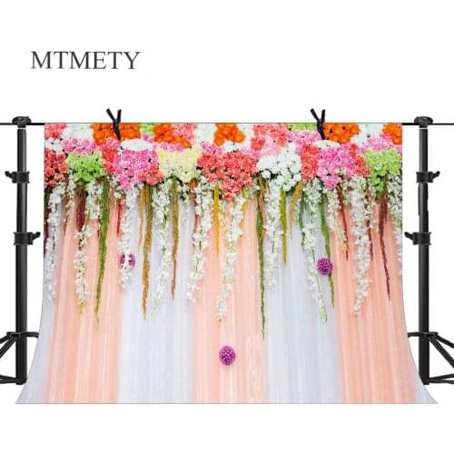 MTMETY Wedding Backdrop Flowers Photography Background,Birthday Party Baby Shower Decor Banner Floral Photo Backdrop Props X-37