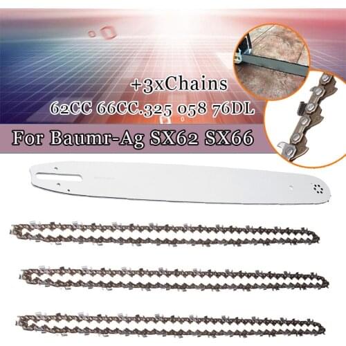 4 set 20 inch 325 chain saw guide plate + 3X chain saw chain suitable for Baumr-Ag SX62 SX66 62CC 66CC .325 058 76DL