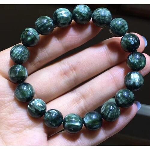 Natural Green Seraphinite Gemstone Women Men Bracelet 11mm Round Beads Fashion Jewelry Seraphinite Beads AAAAA