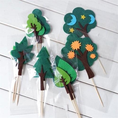 Non-woven 3pcs New Forest Small Tree Cake Topper Birthday Party Cake Decorations Supplies Lovely Baking Dessert Decorations
