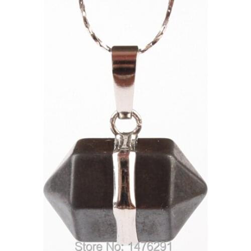 2015 New Men women Are suitable Attractive Hematite Hexagon Faceted Hexagon Biconical Gem Bead Pendant 1 PCS