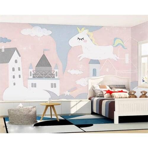 Beibehang Custom papel de parede childrens room wallpaper boy girl bedroom unicorn warm personality custom mural papier peint