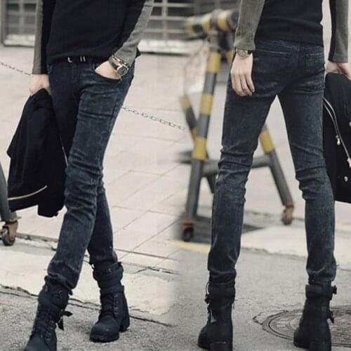 Wholesale 2020 spring autumn Casual streetwear Skinny jeans men black snow feet students teenagers pants denim long pencil pants