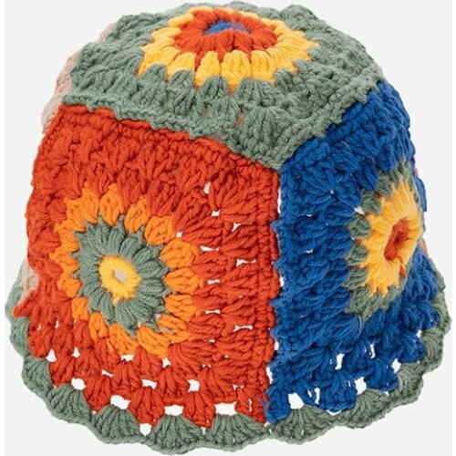Elegant Hollow Crochet Knitting multicolor Bucket hats New Panama 2021 fashion brand womens winter hat Autumn foldable sun Cap