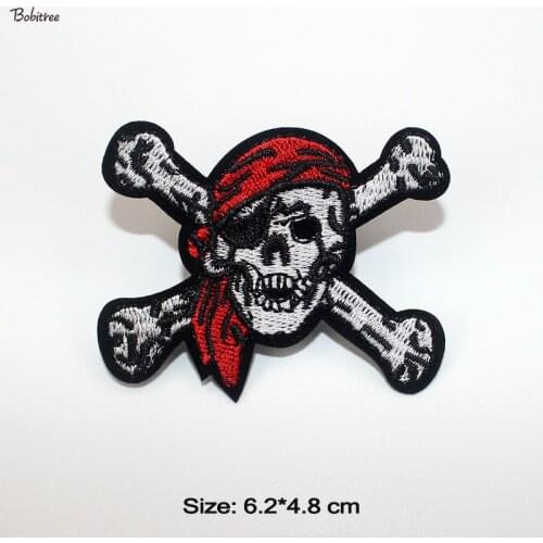 Pirate Skull Sign Badge Cloth Patch Embroidery iron on Appliques Stickers Cloth Jacket Bags Decoration DIY Sewing Supplies