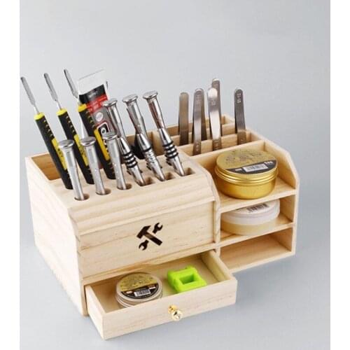 Sturdy Wooden Storage Organizer with Drawer Multi-functional Artist Tool Box for Tools and Sundries Storage Box Tool