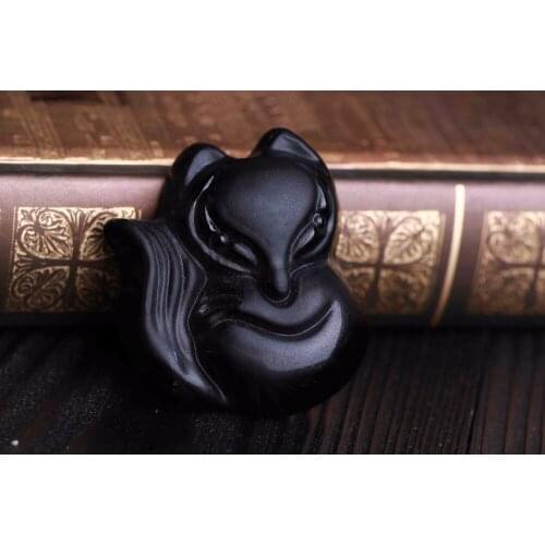 The manufacturer of natural obsidian fox pendant fox fortune transshipment for the peach blossom men and womens crystal pendant