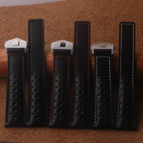 Genuine leather Smooth bracelets 19mm 20mm 22m for tag heuer watchband men wristwatches band accessories fold buckle watch strap