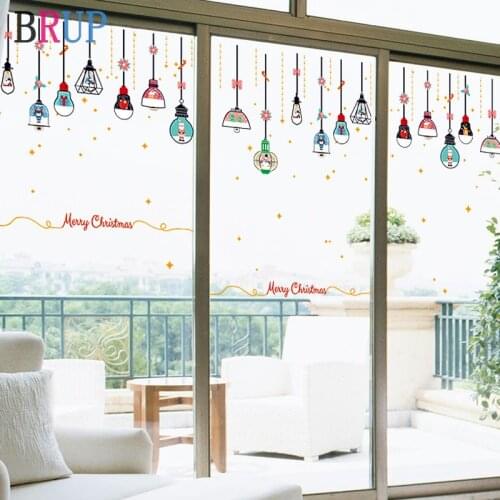 Creative Christmas Chandelier Wall Stickers Christmas Window Decoration Lovely Light Bulb Home Decor Art Wall Decals Removable