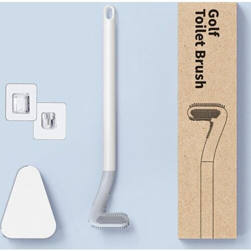 Home Golf Toilet Brush and Holder Wall Mounted Cleaning Brush Bendable Brush Head for Cleaning Bathroom Floor Tub Tile