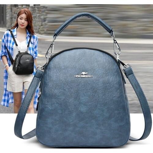 Bags For Women 2021 Summer New Style One Bag Three-Purpose Multifunctional Lady Backpack Fashion Simple Female Shoulder Bag Blue
