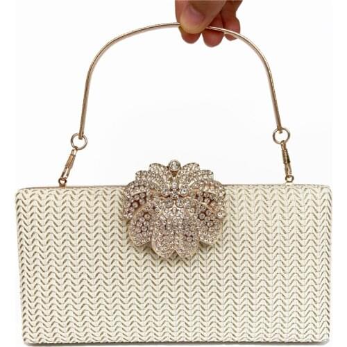 Diamond Flower Lock Evening Bag Elegant Women Party Purse and Handbag Wedding Clutch Bag Banquet Female Shoulder Bag ZD1881