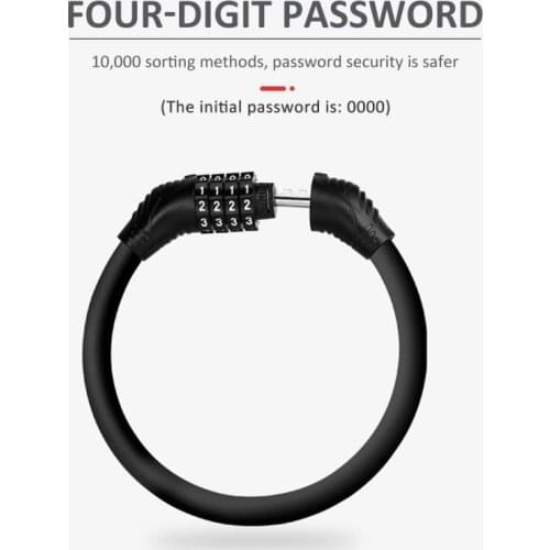 Bike Lock 4 Digit Code Combination Bicycle Lock Bicycle Security Lock MTB Anti-theft Lock Bicycle Chain Lock Bicycle Accessories