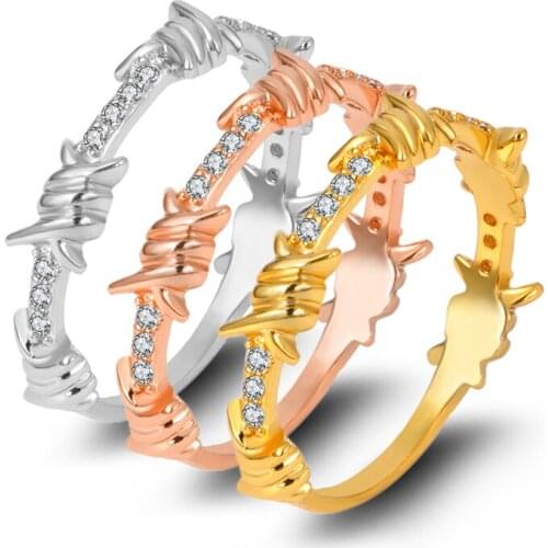 Vintage Thorns Design Finger Ring for Women Jewelry Stainless Steel Twig Branch Pendant Stone Rings Gold Silver Diary Bijou