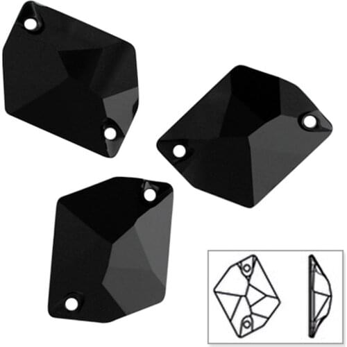 YANRUO 3265 Cosmic Jet Sew On Black Rhinestones Sewing Stones Flatback Glass Crystals Needlework Arts and Crafts